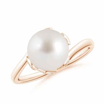 ANGARA South Sea Pearl Olive Leaf Bypass Ring in 14K Gold (Grade-AAA, Size-8) - £557.71 GBP