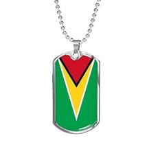 Express Your Love Gifts Guyana Flag Necklace Guyana Flag Stainless Steel or 18k  - £35.58 GBP