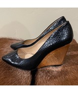 Gianni Bini Snake Print Wedge 7.5 Black Pointed Toe Business Casual Work... - $61.16 CAD