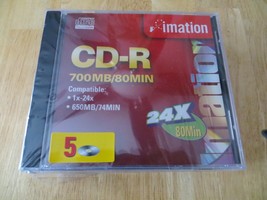 5 Pack Imation 80min/700MB CD-R with Jewel Cases - $5.93