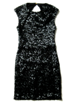 NWT Rachel Zoe Knott in Black Faux Vegan Leather Sequin Open Back Dress 6 $495 - £50.55 GBP
