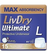 LivDry Ultimate Adult Incontinence Underwear, Large (15 Count), White - £23.63 GBP