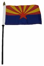 AES Wholesale 12 Arizona State 4&quot;x6&quot; Flag Desk Set Table Wood Stick Staff - $12.88