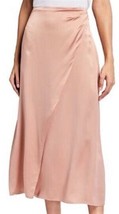 Vince Skirt Wrap Side Pleat Sz-4 Blush Pink 100% Silk - £78.61 GBP