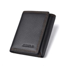  Crazy Horse Leather Men Wallets Vintage Trifold Wallet Zip Coin Pocket Purse Co - £65.75 GBP