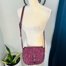 Neiman Marcus Waffle Leather Crossbody Bag, Vintage 90’s, Purple, Adjust... - $45.82