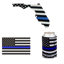 FLORIDA Thin Blue Line USA Flag Reflective Decal Sticker Can Cooler Police - £7.56 GBP
