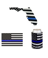 FLORIDA Thin Blue Line USA Flag Reflective Decal Sticker Can Cooler Police - £7.51 GBP