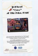 1999 NCAA Final Four GTE 10 Minute Phone Card on Backer Sheet Alamo San Antonio - £7.78 GBP