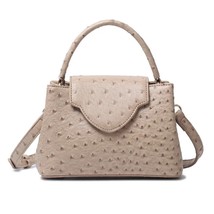 Free Customized Summer Khaki Women Ostrich Leather Bag   Designer PU Clutch Tote - £140.84 GBP