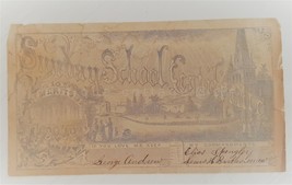 1800s antique SUNDAY SCHOOL 10 MERITS AWARD geo andrew e.spengler l.bart... - $34.60