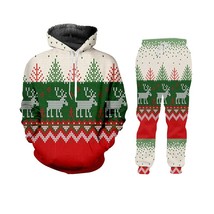 UWJI Custom Hoodie Men/Women  Winter Suit Christmas 3DChristmas Elk Printed Swea - £82.47 GBP