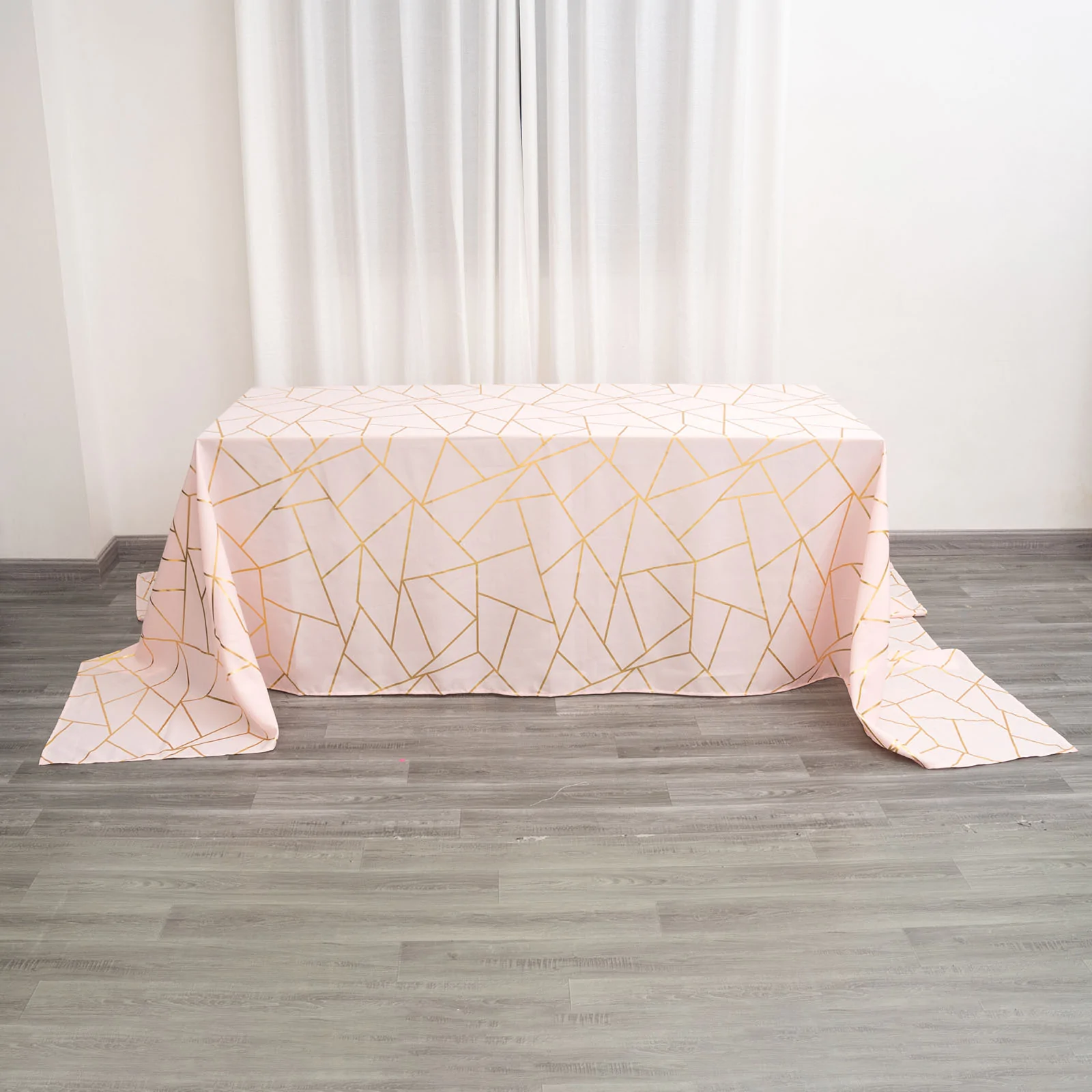 Rose Gold - Rectangle Polyester Tablecloth Gold Foil Geometric 90&quot;x156&quot;  - £43.20 GBP