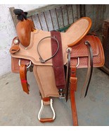 Western Leather Hand Carved &amp; Tooled Roper Ranch Saddle Size 13&quot; To 17&quot; ... - $527.21 CAD+