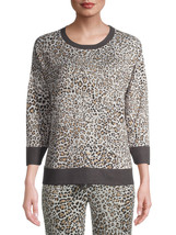 Secret Treasures Ladies Brown Animal Print Crew Neck Hacci Sleep Top Size L - £20.02 GBP