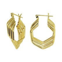 14K Yellow Gold Geometric Multiple Hoop Earrings - £316.73 GBP