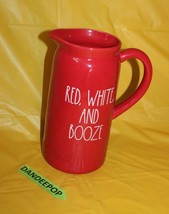 Rae Dunn Red White And Booze Ceramic Beverage Magenta Artisan Pitcher Server - £39.46 GBP