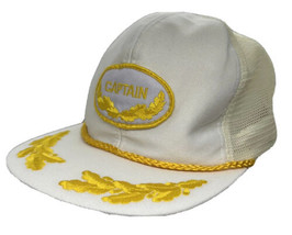 Vintage Captain Patch Gold Leaf Rope Meshback Snapback Designer Award Hat Cap - £19.35 GBP