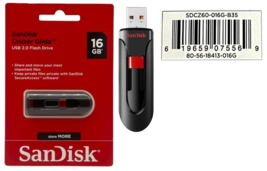 SanDisk Cluzer Glide USB Flash Drive - 16 GB - USB 2.0 - Black, Red - 12... - $7.92