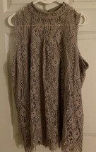 Shannon Ford New York~Top~1X~Lavender/Gray~Nylon &amp; Cotton Lace~Polyester... - $14.85