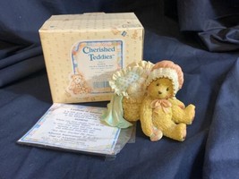 Cherished Teddies 1991 Jasmine Bear With Pillow Basket Bonnet Figurine 950475 - £4.61 GBP