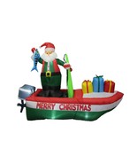 8 Foot Long Christmas Inflatable Santa Claus Fishing Boat Blowup Yard De... - £79.92 GBP