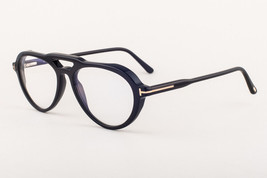 Tom Ford 5760 001 Shiny Black / Blue Block Eyeglasses + Green Clip on Le... - $379.05