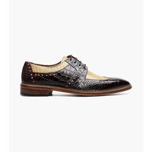 Stacy Adams Travato Wingtip Shoes Animal Print Leather Taupe Multi 25737-261 image 2