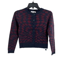 Daydreamer Cardigan Sweater Burgundy Grey Checks XS New - £43.17 GBP