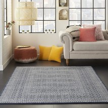Nourison Royal Moroccan Bohemian Navy/Grey 3&#39; x 5&#39; Area Rug, Easy Cleaning, Non  - £58.66 GBP