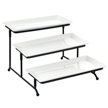 Elama 3 Tier Rectangular Plate Porcelain Serveware Set - $64.34