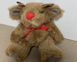Vintage Plush Decorator Articulate Brown Rudolph Reindeer with Red Nose ... - $12.20