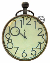 Antique Desk Clock Mechanical Table Top Brass Clock With Engraved Compass - £40.44 GBP