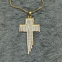 925 Sterling Silver Necklace Yellow Gold Plated Milor Italy Dangle Cross Pendant - £65.10 GBP