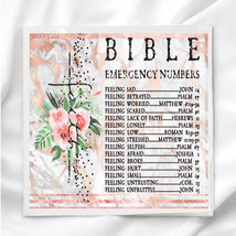 Emergency Bible Numbers Quilt Block Faith Image Printed on Fabric Square - $4.50+