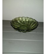Fruit Bowl vintage Colonial Swirl Seashell Clear Green Glass Hazel Atlas... - £15.13 GBP