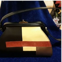 Impulse By Sharif Hardbody Leather Satchel Tote Purse Handbag - £26.08 GBP