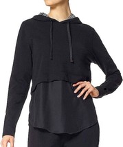 HUE Womens Layered Look Shirttail Hoodie Size Small Color Black - £30.82 GBP