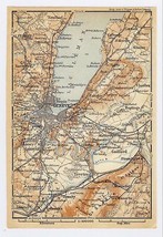 1930 Original Vintage Map Of Vicinity Of Geneva / Switzerland - $24.20