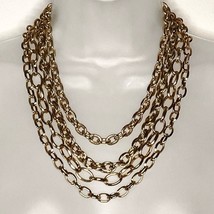 TALBOTS chunky gold layered chain link necklace fashion jewelry - £19.11 GBP