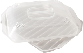 Bacon Rack with Lid, 10.25X8X2 Inches, White - £16.61 GBP