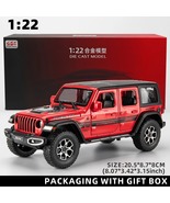 1:22 Model Red Wrangler Diecast Car Model, Scale Metal Alloy Vehicle Toys  - £24.45 GBP