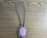 Vintage Bolo Tie Cord Braided Leather  Cord Pink Colored &quot;Stone&quot; Silver ... - £6.19 GBP