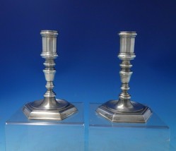 Danish Sterling Silver Candlestick Pair Colonial Style 5 3/4" x 4" c1950 (#5809) - £487.27 GBP