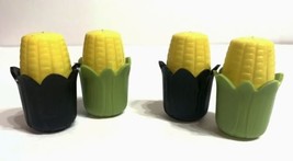 Vintage Set of 2 Mini Corn on Cob Plastic Salt &amp; Pepper Shakers - 1970&#39;s - £18.83 GBP