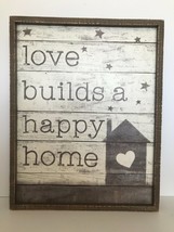 Decorative Wooden Box Sign 19&quot; x 15&quot; - Love Builds A Happy Home - NEW - £8.88 GBP