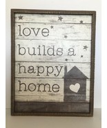 Decorative Wooden Box Sign 19&quot; x 15&quot; - Love Builds A Happy Home - NEW - £9.24 GBP