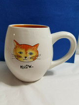 Rae Dunn PURR Kitty Cat Orange Tabby Magenta Mug Coffee Tea Cup White - £27.51 GBP