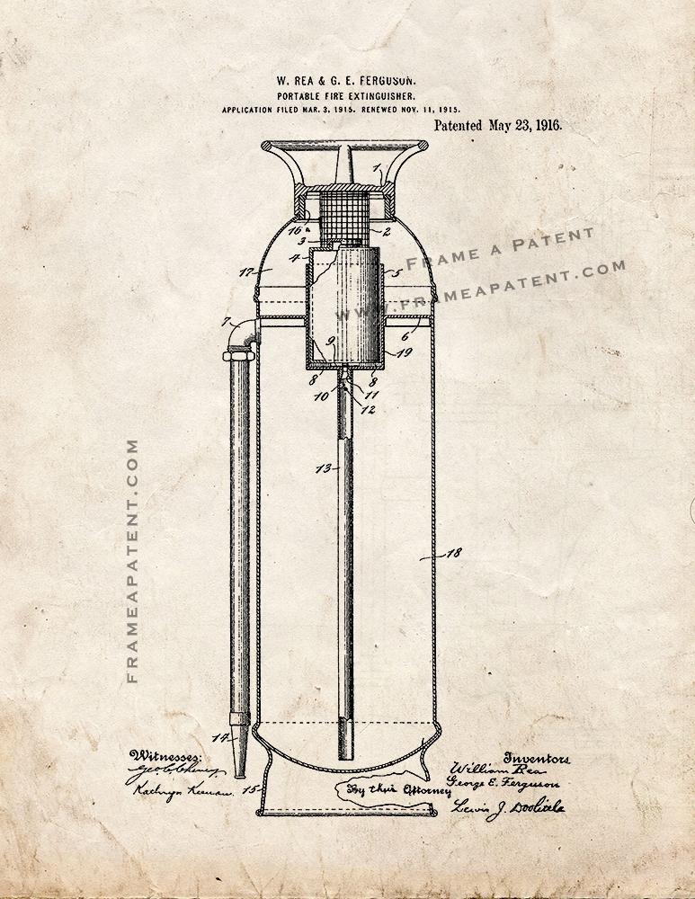 Portable Fire-extinguisher Patent Print - Old Look