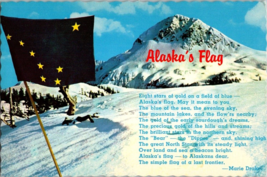 Postcard Alaska 49th State Flag with 8  Stars on a Blue background Snow Mts. - £3.95 GBP